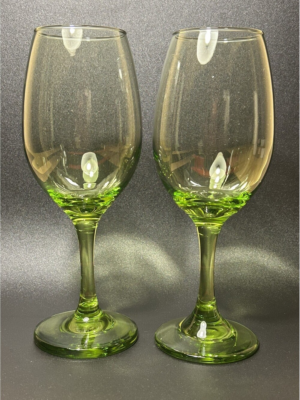 Vintage Set Of 2 Cristar Copa Versalles Wine Goblets Lime Green Stemware 1990’s